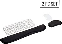 Mind Reader Ergonomic Keyboard and Mouse Wrist Rest Set, Gaming Accessory, Memory Foam, 16.75" L x 3" W x 0.75" H, 2 pcs, Black Single Black