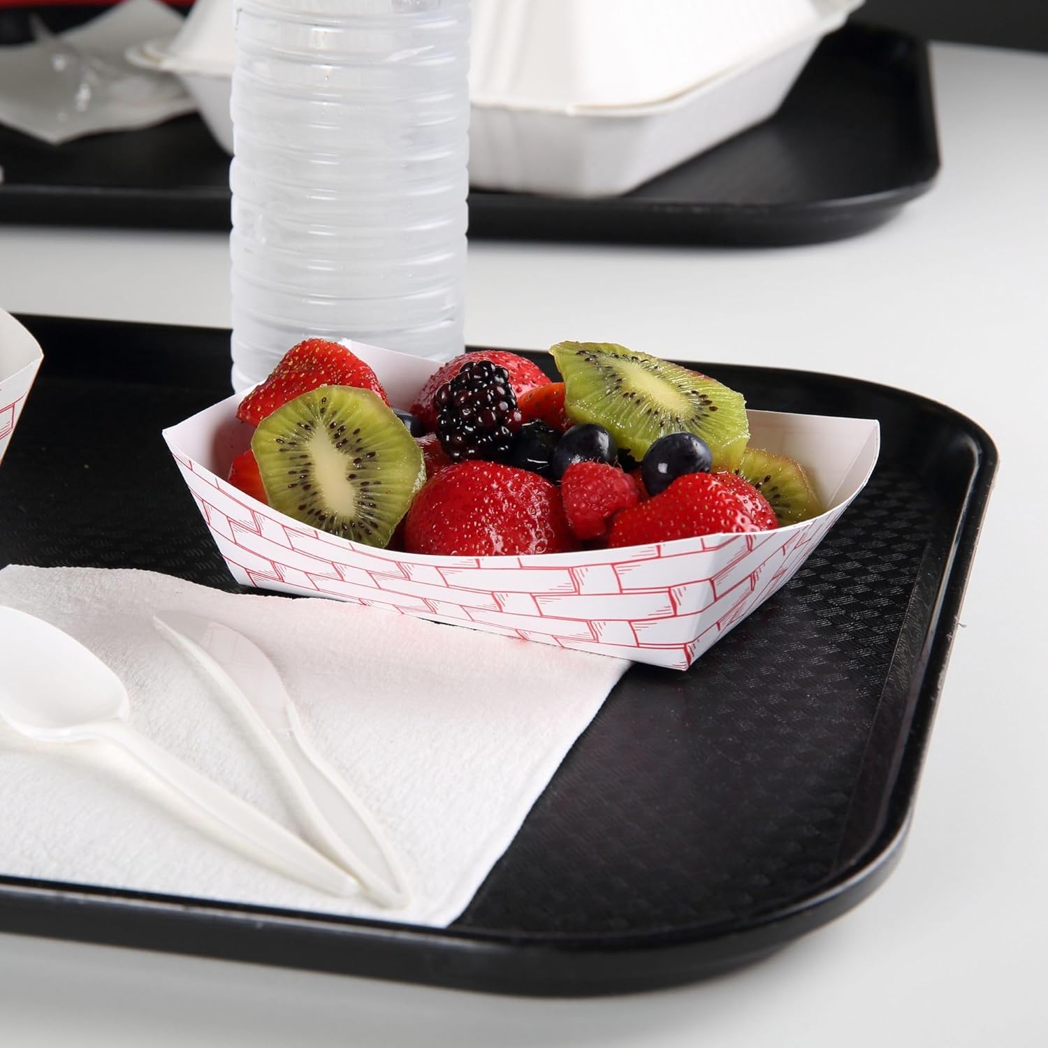 Boardwalk 30LAG200 Paper Food Baskets, 2lb Capacity, Red/White (Case of 1000)