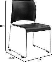 National Public Seating 8800 Series Plastic Cafetorium Chair 21.75" x 20" x 30.5"- Black