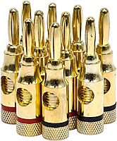 Monoprice 109437 5PRJX74047 Gold Plated Speaker Banana Plugs – 5 Pairs – Open Screw Type, For Speaker Wire, Home Theater