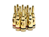 Monoprice 109437 5PRJX74047 Gold Plated Speaker Banana Plugs – 5 Pairs – Open Screw Type, For Speaker Wire, Home Theater
