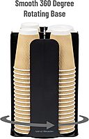 Mind Reader 4-Compartment Coffee Cup and Lid Carousel, Countertop Organizer, 7-3/4in L x 7-3/4in W x 11-1/2in H, Black