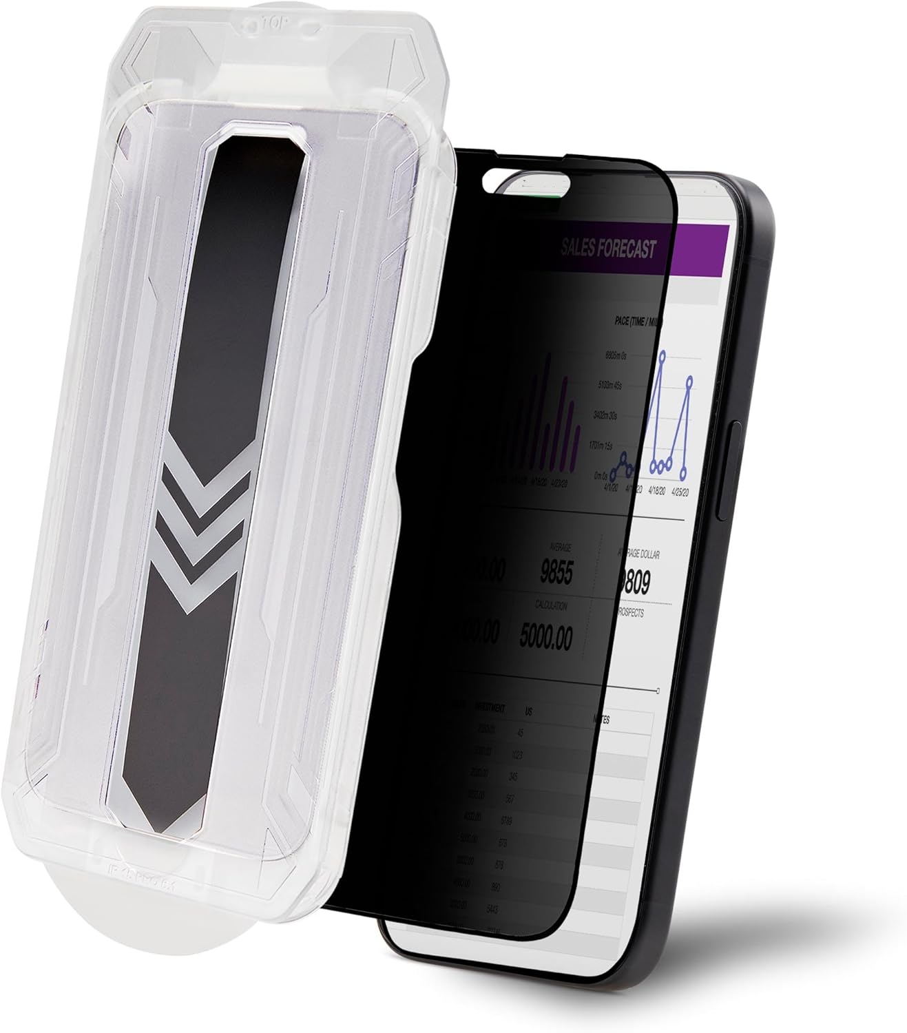 StarTech.com 4-Way Privacy Screen for iPhone 15 Pro, Portrait/Landscape, Touch-Enabled, +/- 30° View, Tempered Glass Filter