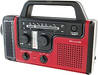 DPI WeatherX WR383R Weather And Alert Handheld Radio With AM/FM Radio, Black/Red