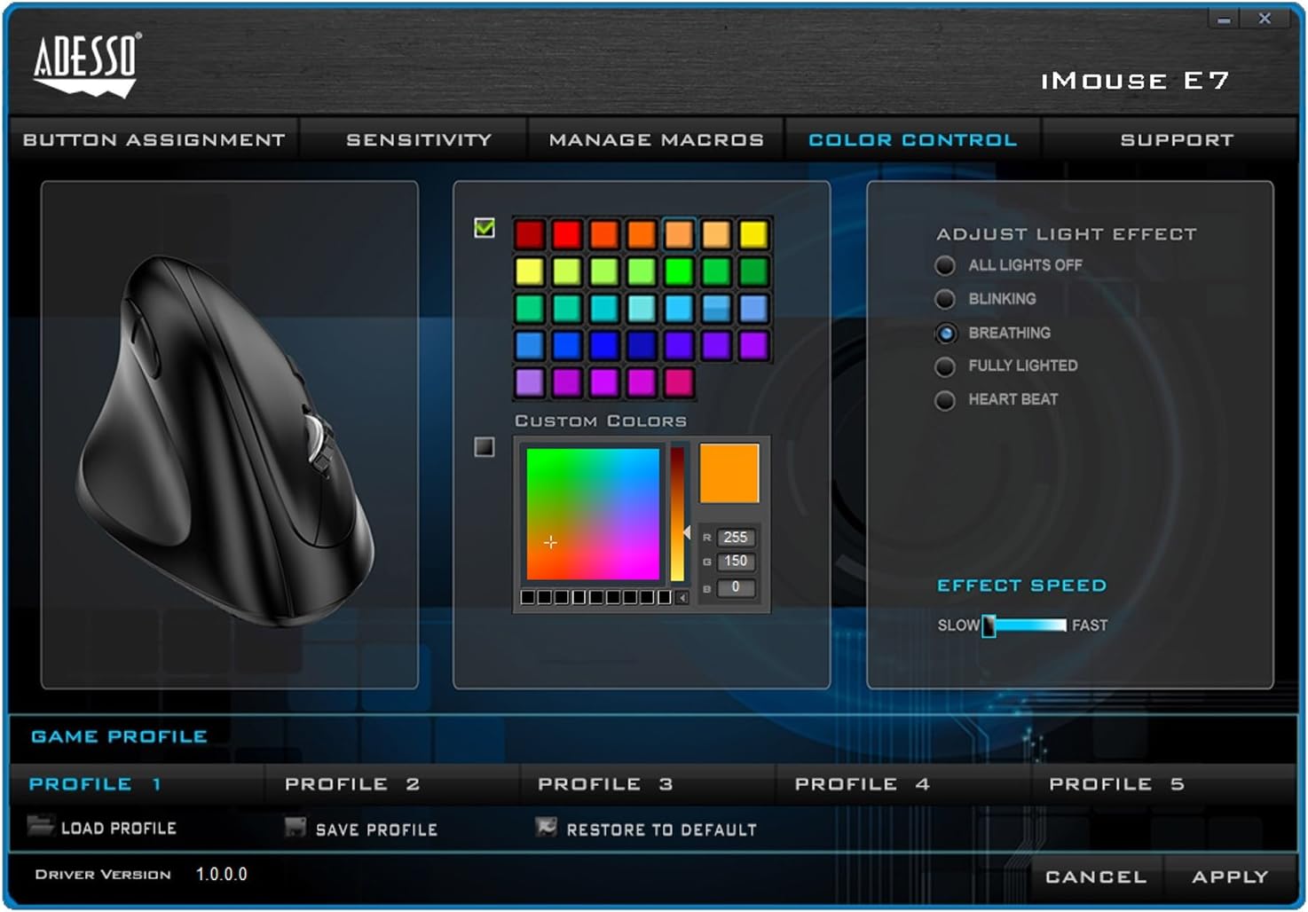 Imouse E7 - Ergonomic Mouse for Left Hand, with Cable, Programmable Functions, and Adjustable Weight, Black