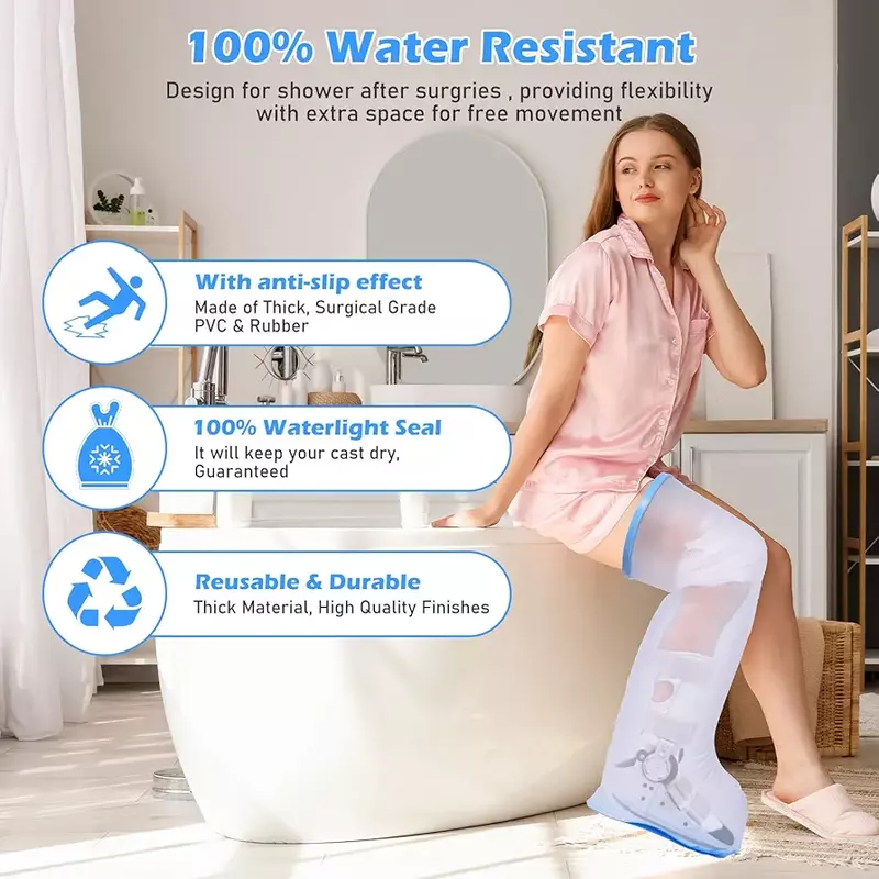 WATERPROOF CAST / BANDAGE PROTECTOR  TO PROTECT SURGERY SITES , WOUND & POP CAST - CALF, KNEE & LEG