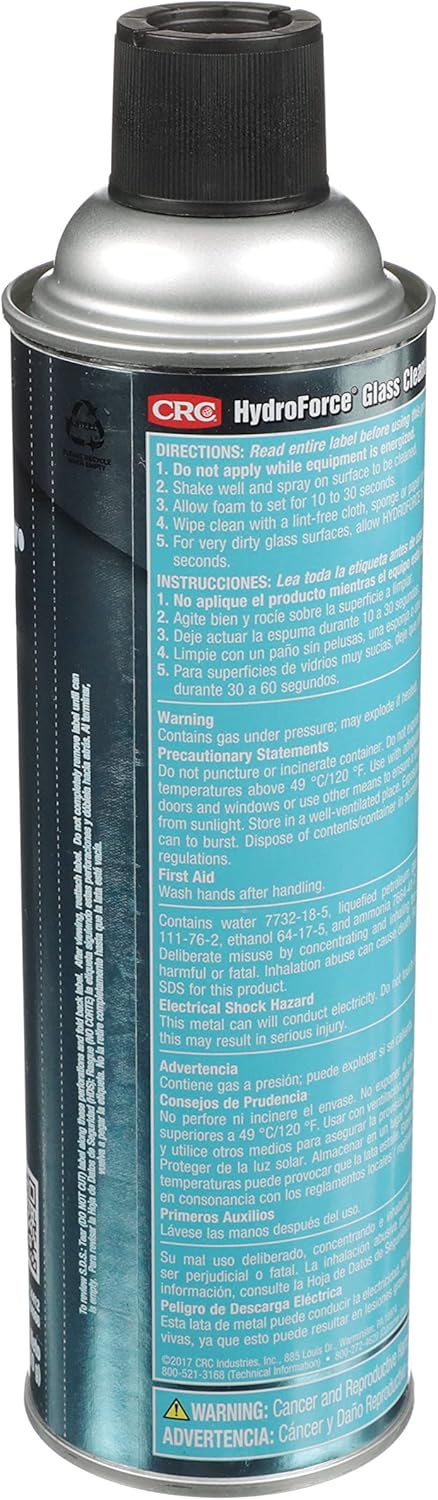 CRC HydroForce Glass Cleaner 14412 – 18 WT. OZ., Professional Strength Cleaning Solution 18 Ounce (Pack of 1) 1 Pack