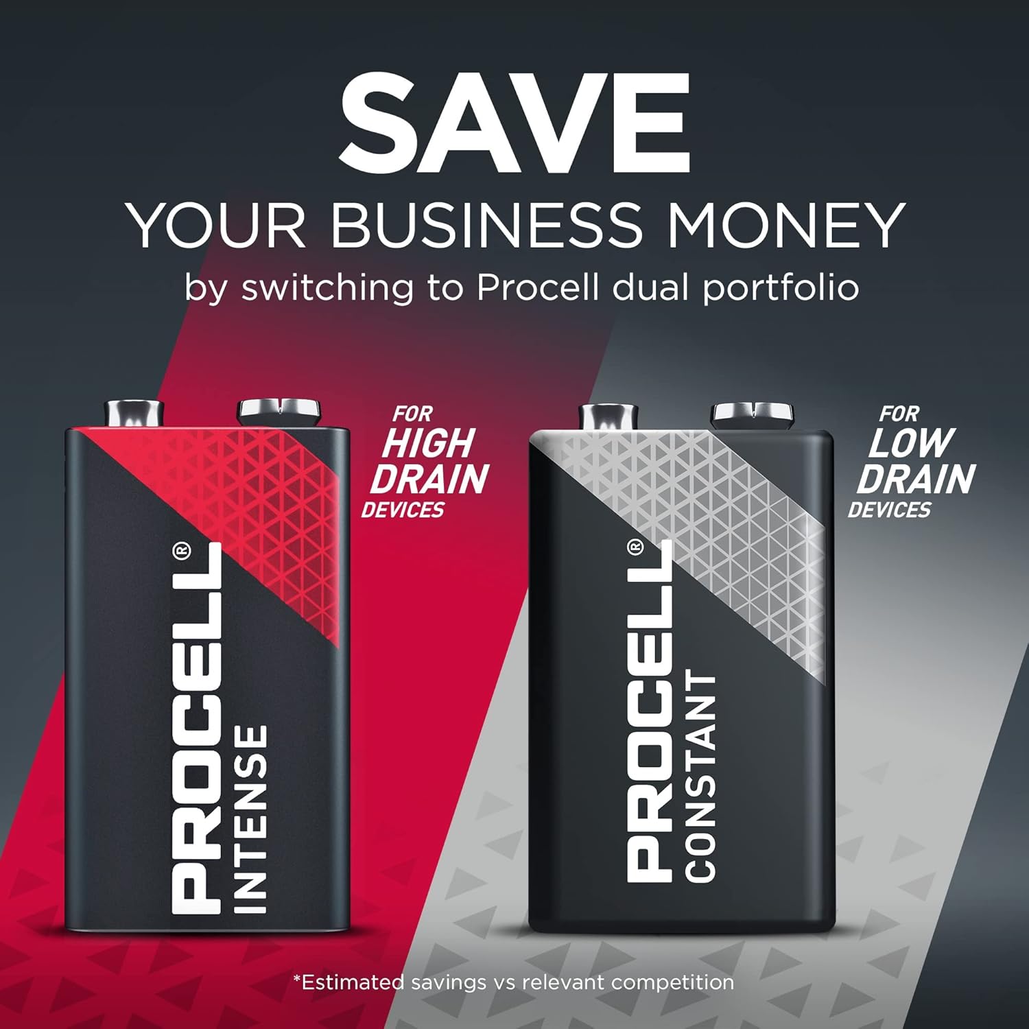 PROCELL Constant 9V Long-Lasting Alkaline Batteries (72 Pack), 5-Year Shelf Life