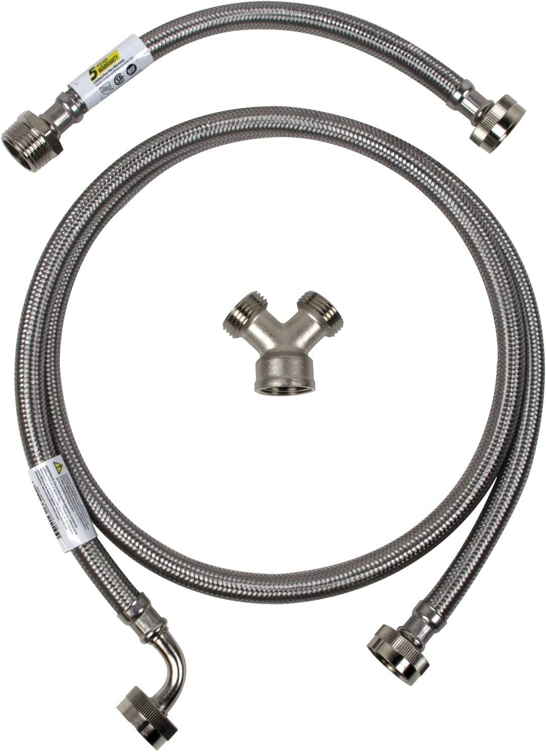 Certified Appliance Accessories Braided Stainless Steel Steam Dryer Installation Kit with 90° Elbow