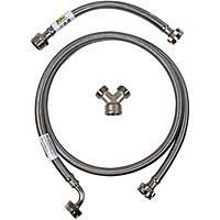 Certified Appliance Accessories Braided Stainless Steel Steam Dryer Installation Kit with 90° Elbow, Y Connector & Inlet Adapter, 6 ft