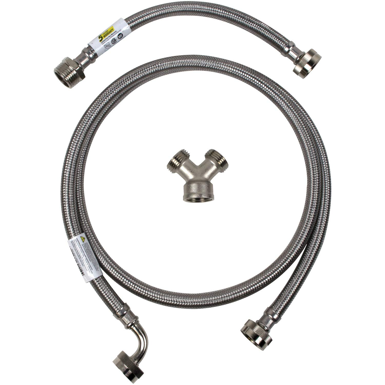 Certified Appliance Accessories Braided Stainless Steel Steam Dryer Installation Kit with 90° Elbow