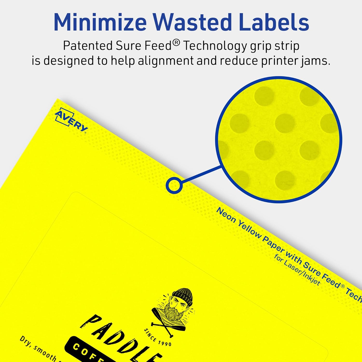 Avery Printable Rectangle Labels, Sure Feed Technology, 4 x 6, Neon Yellow, Print-to-The-Edge, Laser/Inkjet Printable