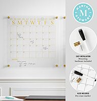 Martha Stewart Grayson Acrylic Wall Calendar and Notes Board with Dry Erase Marker