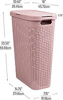 Mind Reader 40L Slim Laundry Hamper with Lid, Wicker-Style Plastic