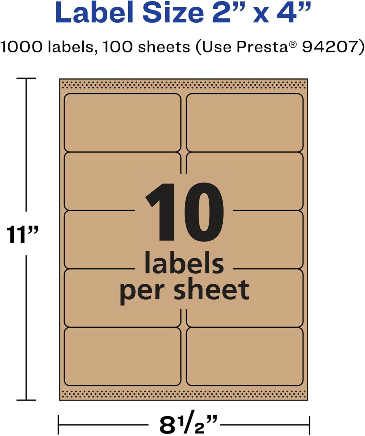 AVERY Kraft Brown Rectangle Labels, Sure Feed Technology, 2 x 4