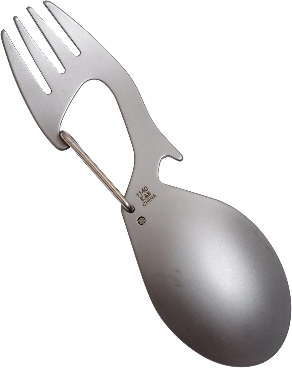 Kershaw Ration Multi Tool Spork, Stainless Steel Spoon, Fork, Carabiner and Bottle Opener, Regular and XL Sizes Silver