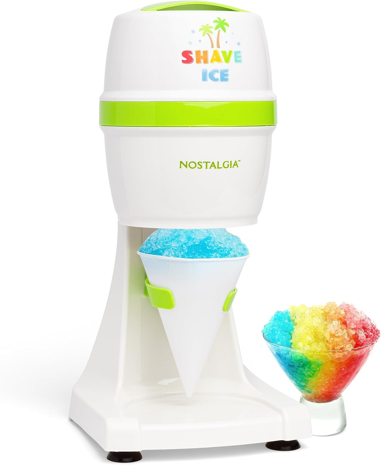 Nostalgia Electric Shave Maker Tabletop Snow Slushie Machine-2 Ice Mold Bowls & 1 Reusable Plastic Cone