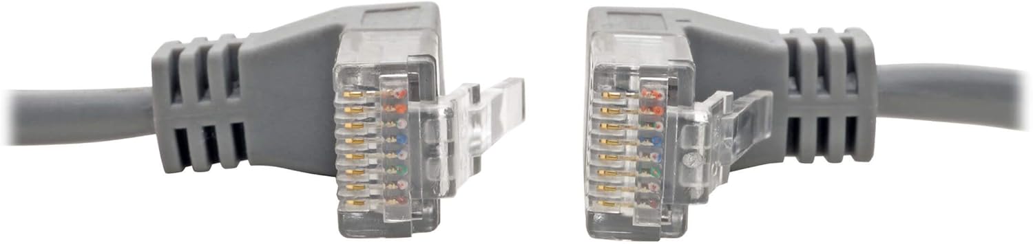 TRIPP LITE Cat6 Gigabit Patch Cable Snagless Right-Angle Utp Slim, 1', Gray (N201-SR1-GY)