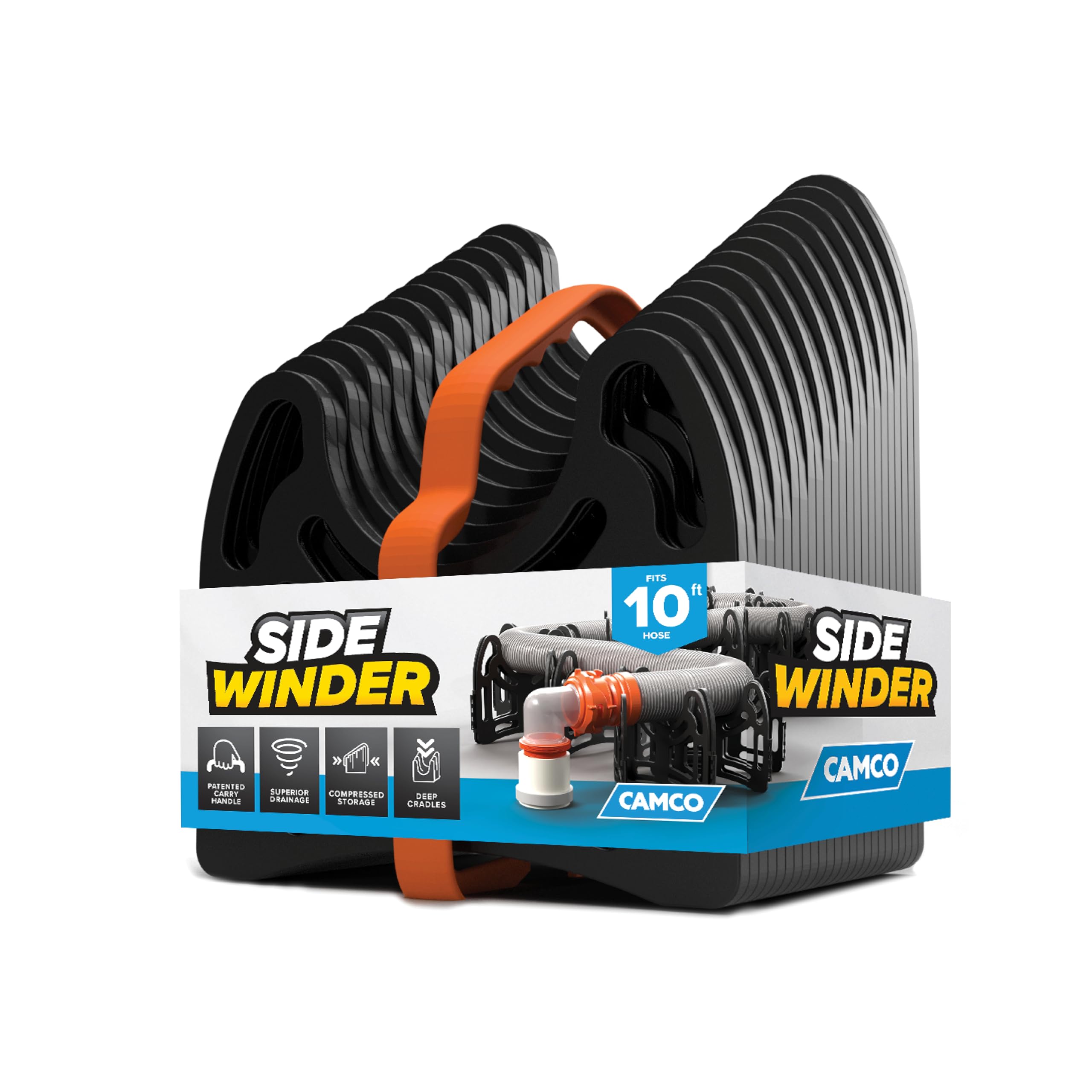 Camco Sidewinder 10-Ft RV Sewer Hose Support - Flexible Telescoping Design for Avoiding Obstacles & Deep Cradles Secure RV