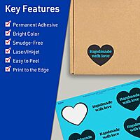 AVERY Printable Heart Labels, Sure Feed Technology, Print-to-The-Edge, Laser/Inkjet Printable