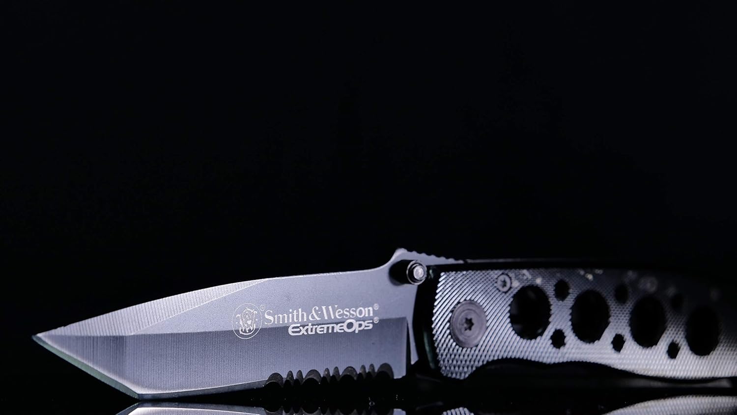 Smith & Wesson CK5TBS 7.4in High Carbon S.S. Folding Knife with a 3.2in Serrated Tanto Blade and Aluminum Handle for Outdoor