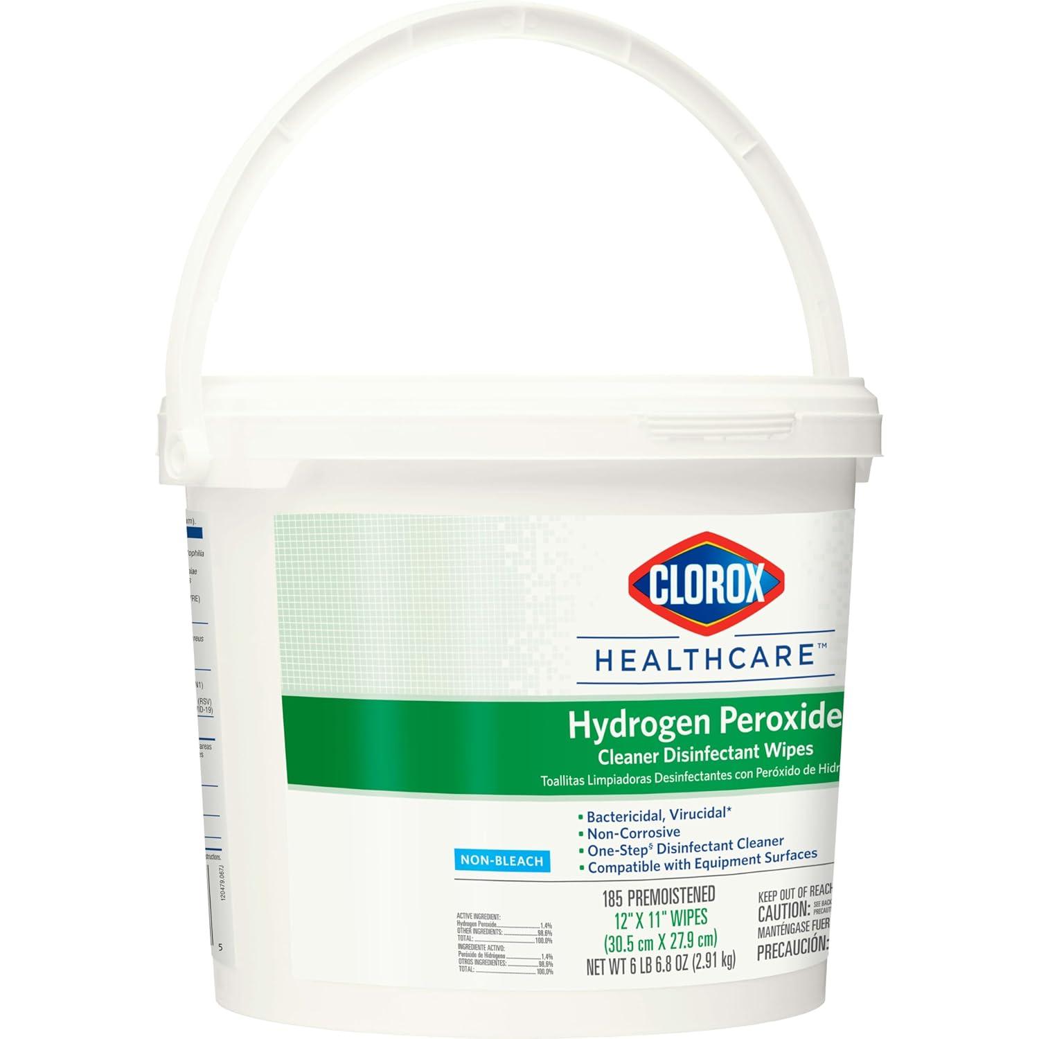 Clorox Healthcare Hydrogen Peroxide Cleaner Disinfectant Wipes, 12" x 11", Bucket, 185 Count (Package May Vary)