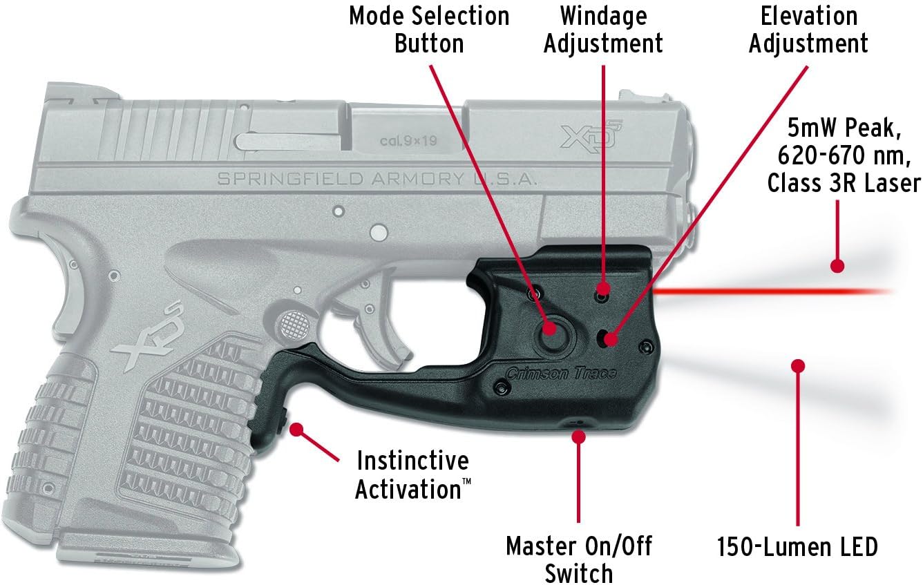 Crimson Trace Laserguard Pro Laser Sight and Tactical Light for Springfield Armory XD-S Pistols
