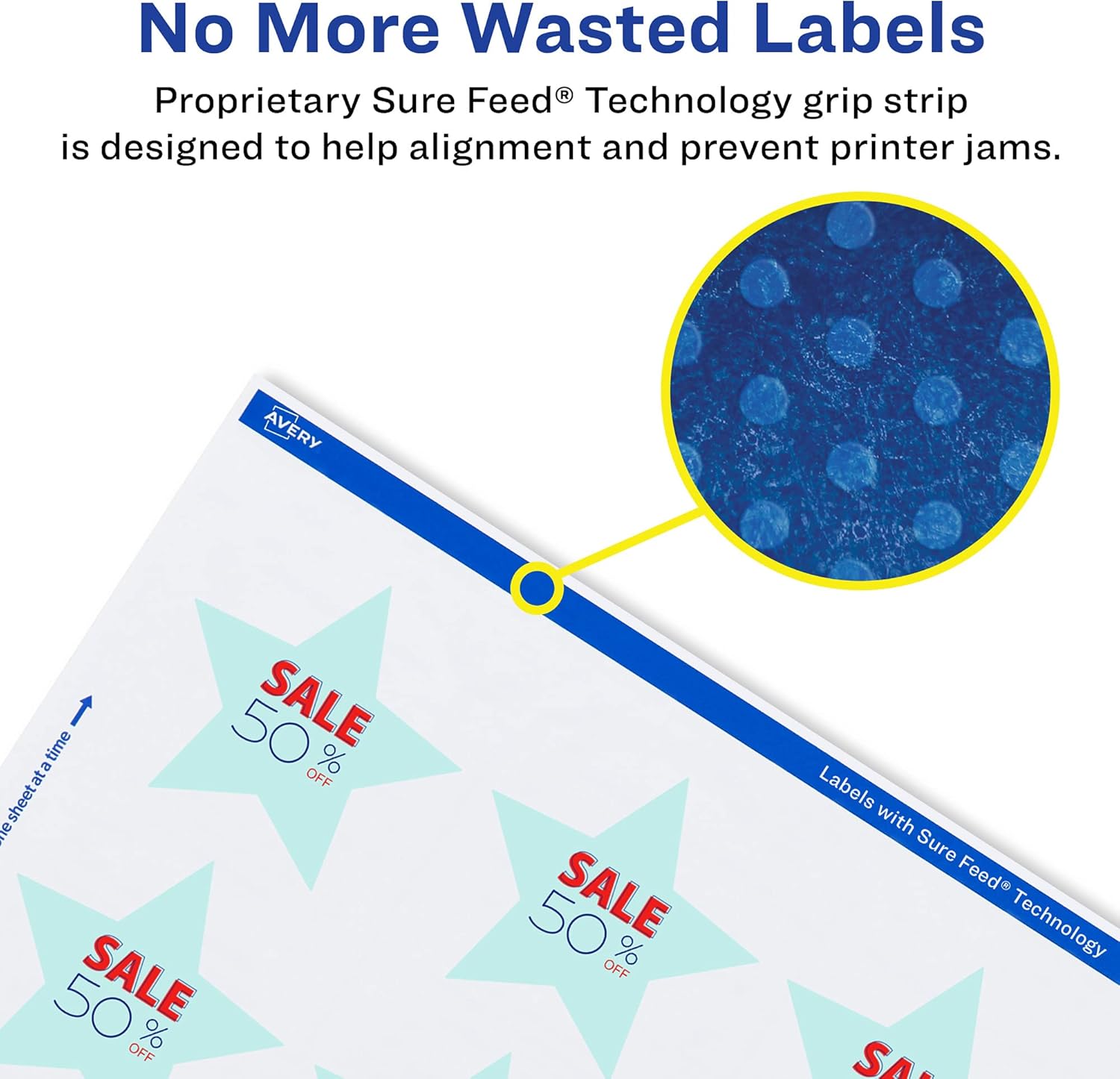 Avery Glossy White Star Labels, Sure Feed Technology, 3/4" x 3/4", Print-to-the-Edge, Permanent Adhesive