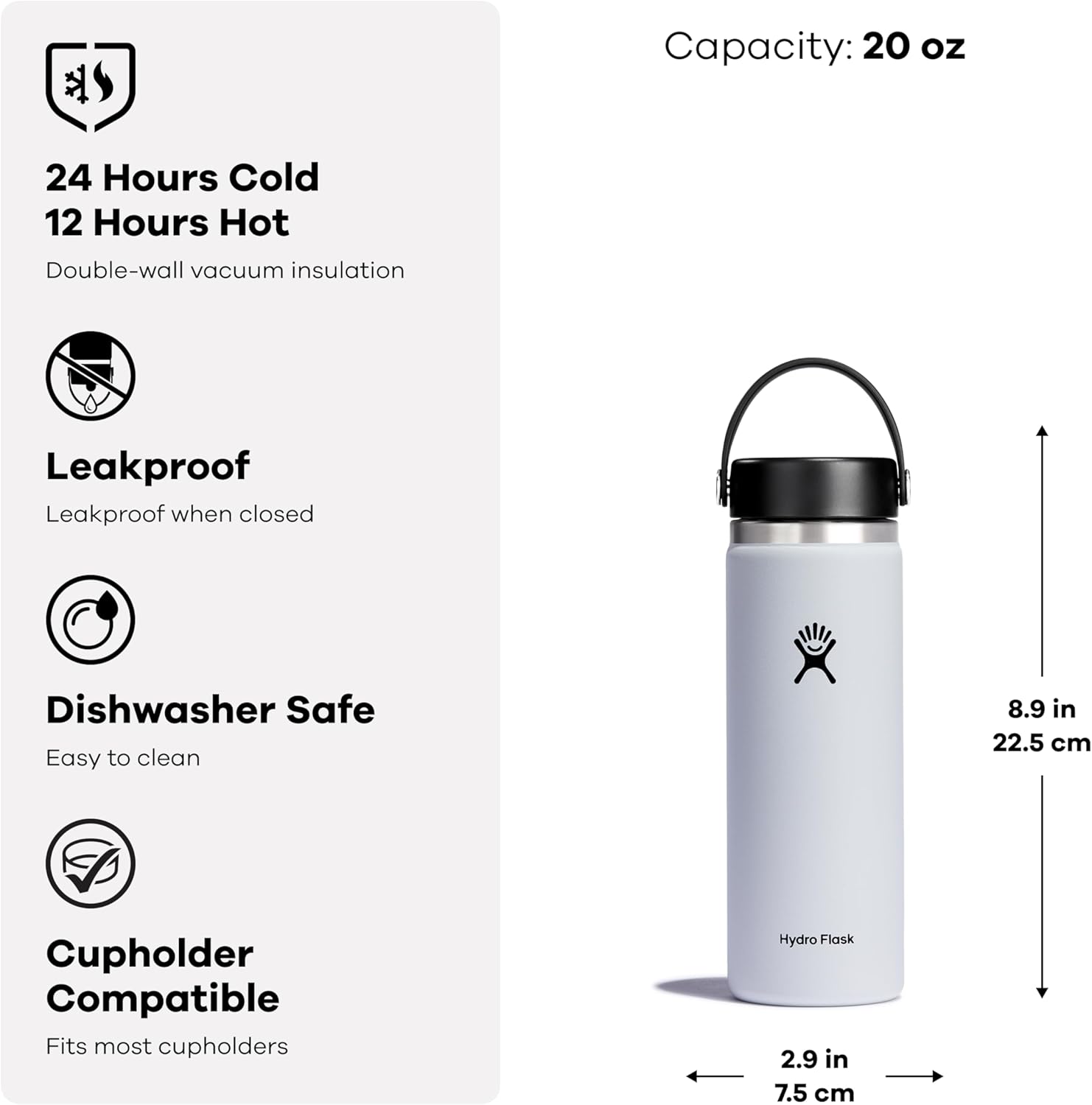 Hydro Flask Wide Mouth Insulated Water Bottle with Flex Cap
