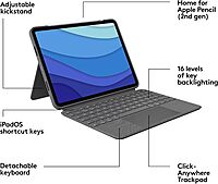 Logitech Combo Touch iPad Pro 11-inch (1st-4th gen) Keyboard Case - Oxford Gray