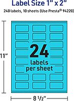 Avery Printable Rectangle Labels, Sure Feed Technology, 1" x 2", Bright Blue, Print-to-The-Edge, Laser/Inkjet Printable