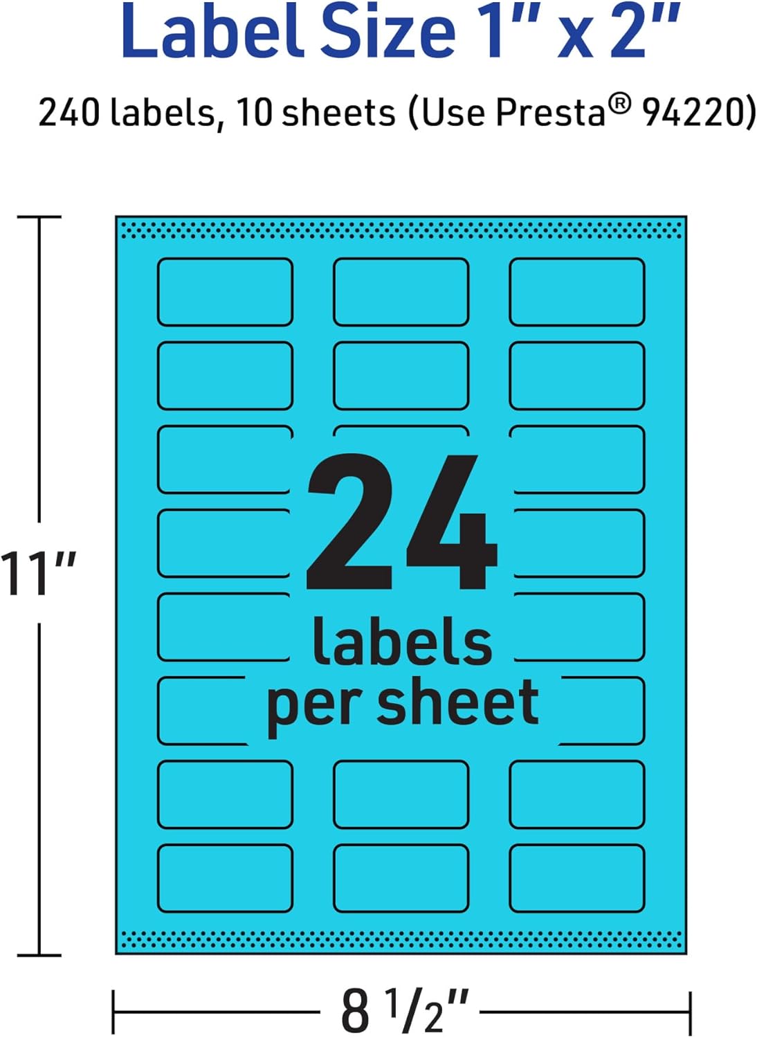 Avery Printable Rectangle Labels, Sure Feed Technology, 1" x 2", Bright Blue, Print-to-The-Edge, Laser/Inkjet Printable