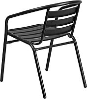 Flash Furniture Lila Black Metal Restaurant Stack Chair with Aluminum Slats Black Set of 1