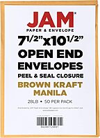 JAM PAPER Open End Catalog Envelopes with Peel & Seal - Brown Kraft Manila