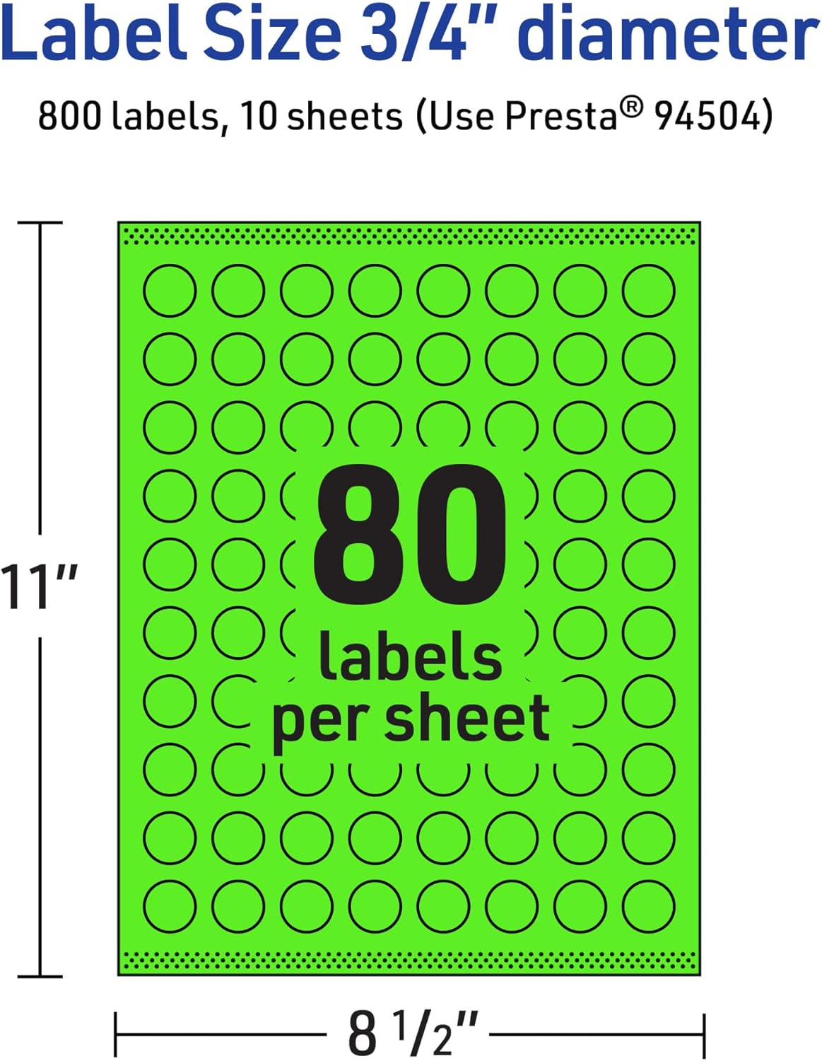 Avery Printable Round Labels, Sure Feed Technology, 3/4" Diameter, Neon Green, Print-to-the-Edge, Laser/Inkjet