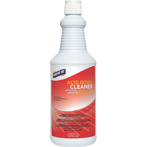 Genuine Joe Acid Bowl Cleaner - For Toilet Bowl - Ready-To-Use - 32 fl oz - Recommended For: Stain Remover - Pleasant Scent - Aqua Marine - 99676
