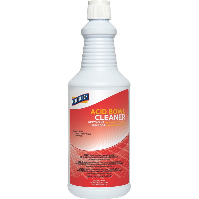Genuine Joe Acid Bowl Cleaner - For Toilet Bowl - Ready-To-Use - 32 fl oz - Recommended For: Stain Remover - Pleasant Scent - Aqua Marine - 99676
