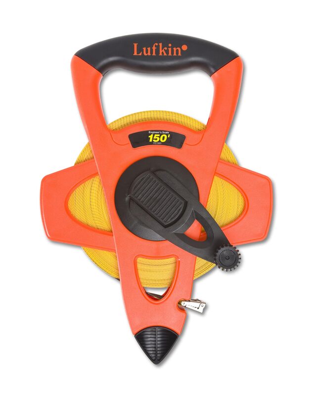 Crescent Lufkin 1/2" x 150' Hi-Viz Orange Engineer's Fiberglass Tape Measure - FE150D 45.7 m