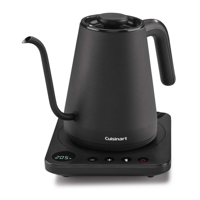 Cuisinart GK-1 Digital Goose Neck Kettle, Precision Gooseneck Spout Designed for Precise Pour Control that Holds 1-Liter, 1200-Watt Allows for Quick Heat Up, Stainless Steel,Black Black Goose Neck