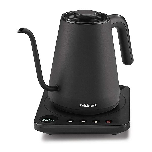 Cuisinart GK-1 Digital Goose Neck Kettle, Precision Gooseneck Spout Designed for Precise Pour Control that Holds 1-Liter, 1200-Watt Allows for Quick Heat Up, Stainless Steel,Black Black Goose Neck