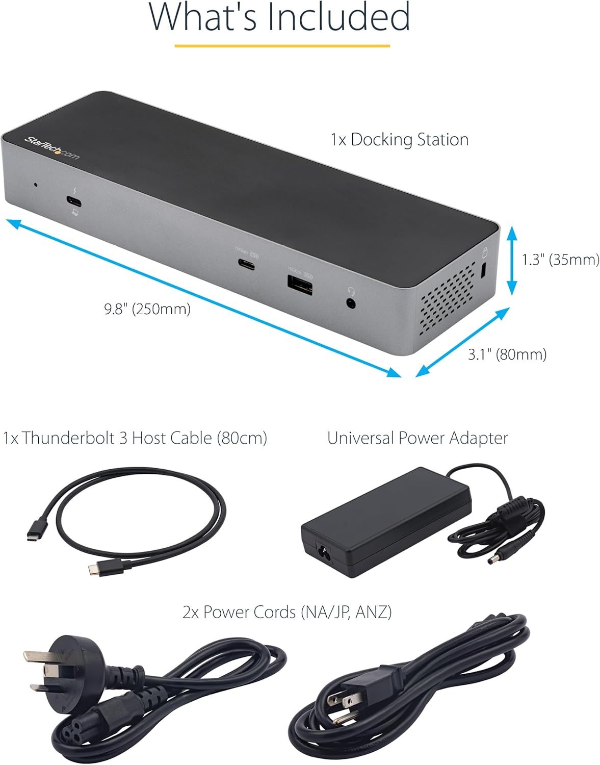 StarTech.com USB C Docking Station for MacBook Pro/Air-M1/M2/M3/M4, Dual 4K 60Hz/Single 8K, Thunderbolt Compatible