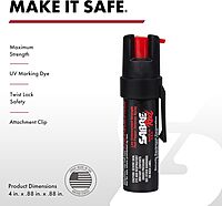 SABRE RED Compact Pepper Spray, Max Police Strength OC Spray with UV Dye, Compact Belt Clip For Easy Carry & Fast Access