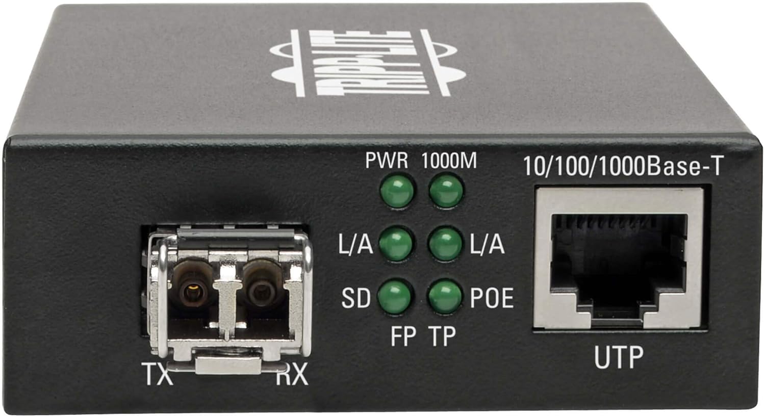 Tripp Lite Multimode Fiber Media Converter, Fiber to Ethernet Converter, Gigabit, POE+, 10/100/1000 LC, 850 nm