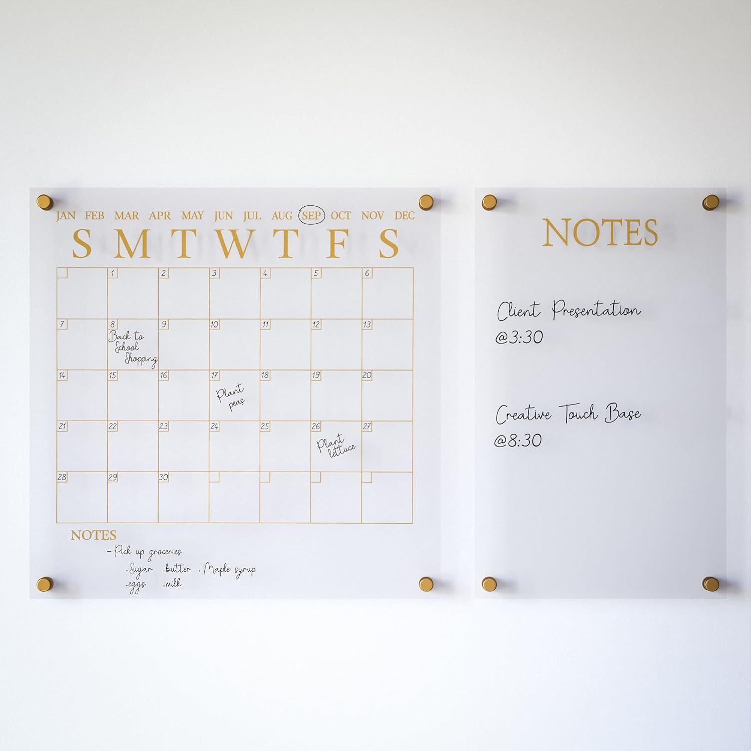 Martha Stewart Grayson Acrylic Wall Calendar and Notes Board with Dry Erase Marker