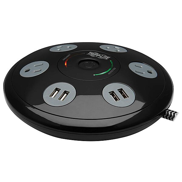Tripp Lite Conference Surge Protector 4 5-15R 4 USB-A Ports 6ft Cord Black (TLP406USBUFO)