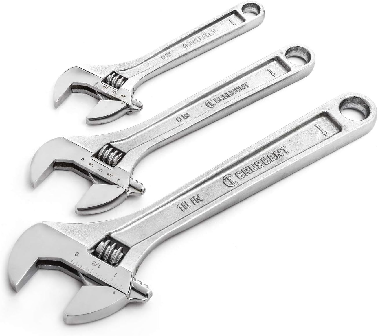 Crescent 3 Pc. Adjustable Wrench Set 6", 8" & 10" - Mechanical & Plumbing Wrenches - Chrome - AC3PC