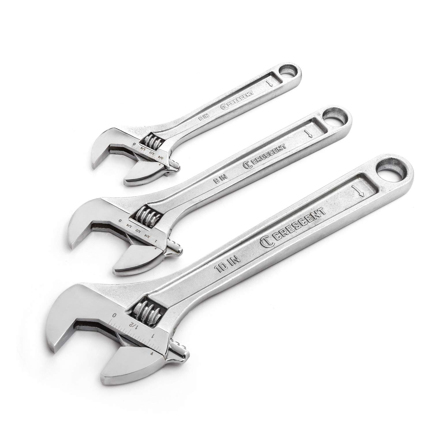 Crescent 3 Pc. Adjustable Wrench Set 6", 8" & 10" - Mechanical & Plumbing Wrenches - Chrome - AC3PC