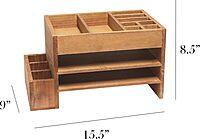Elegant Designs Home Office Wood Tiered Desk Organizer with Storage Cubbies and Letter Tray
