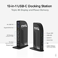 Plugable 13-in-1 USB C Docking Station 4K Triple Monitor with 100W Power Delivery | USB C Dock for Windows, Mac, ChromeOS
