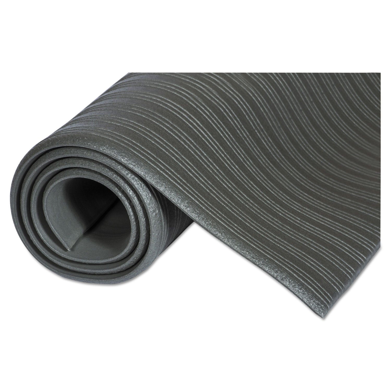 Crown FL2436BK Ribbed Vinyl Anti-Fatigue Mat, 24 x 36, Black